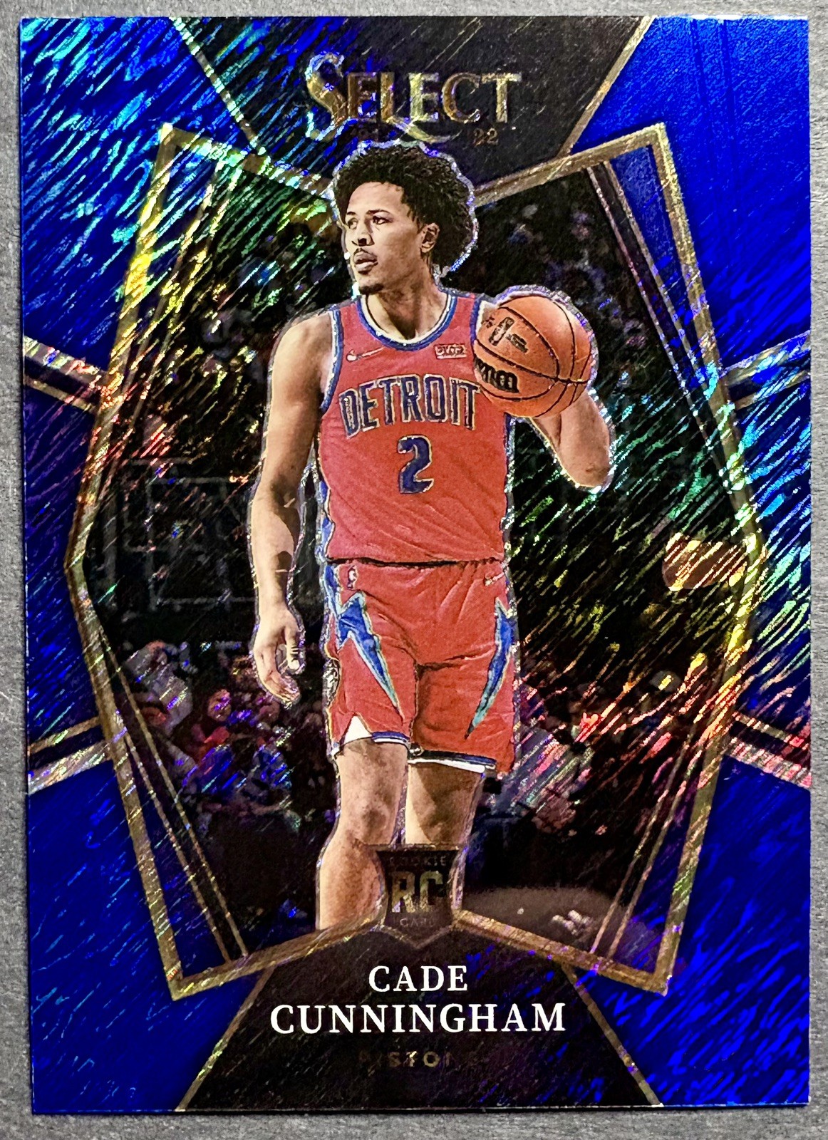 2021-22 Select Premier Level Cade Cunningham #116 Blue Shimmer Prizm Rookie RC