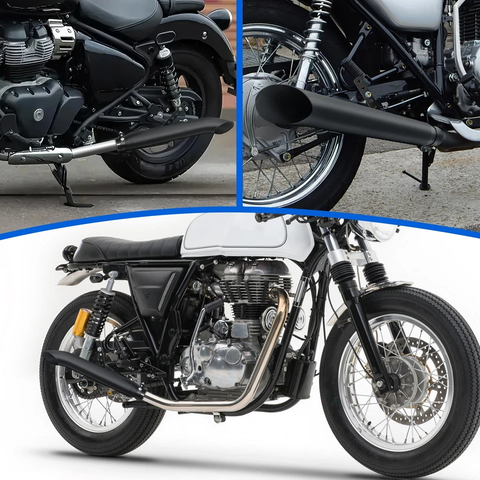 2x Silenciador de escape de corte de barra de motocicleta entrada de 1,5"-2" para Honda CB350 CB500 CB750 Foto 2 de 4