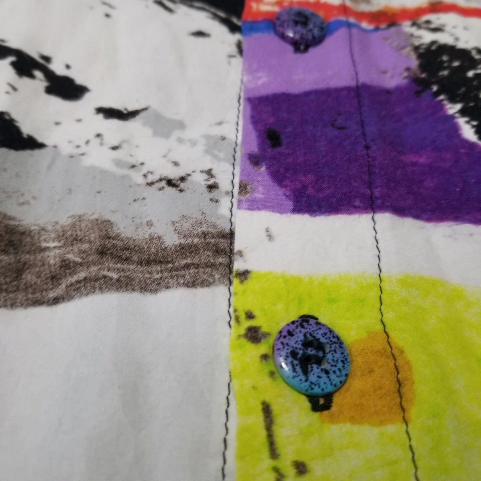 Vintage Jams World Shirt Mens Large Multicolor Abstract Art Print Hawaiian Rayon - Image 4 of 4