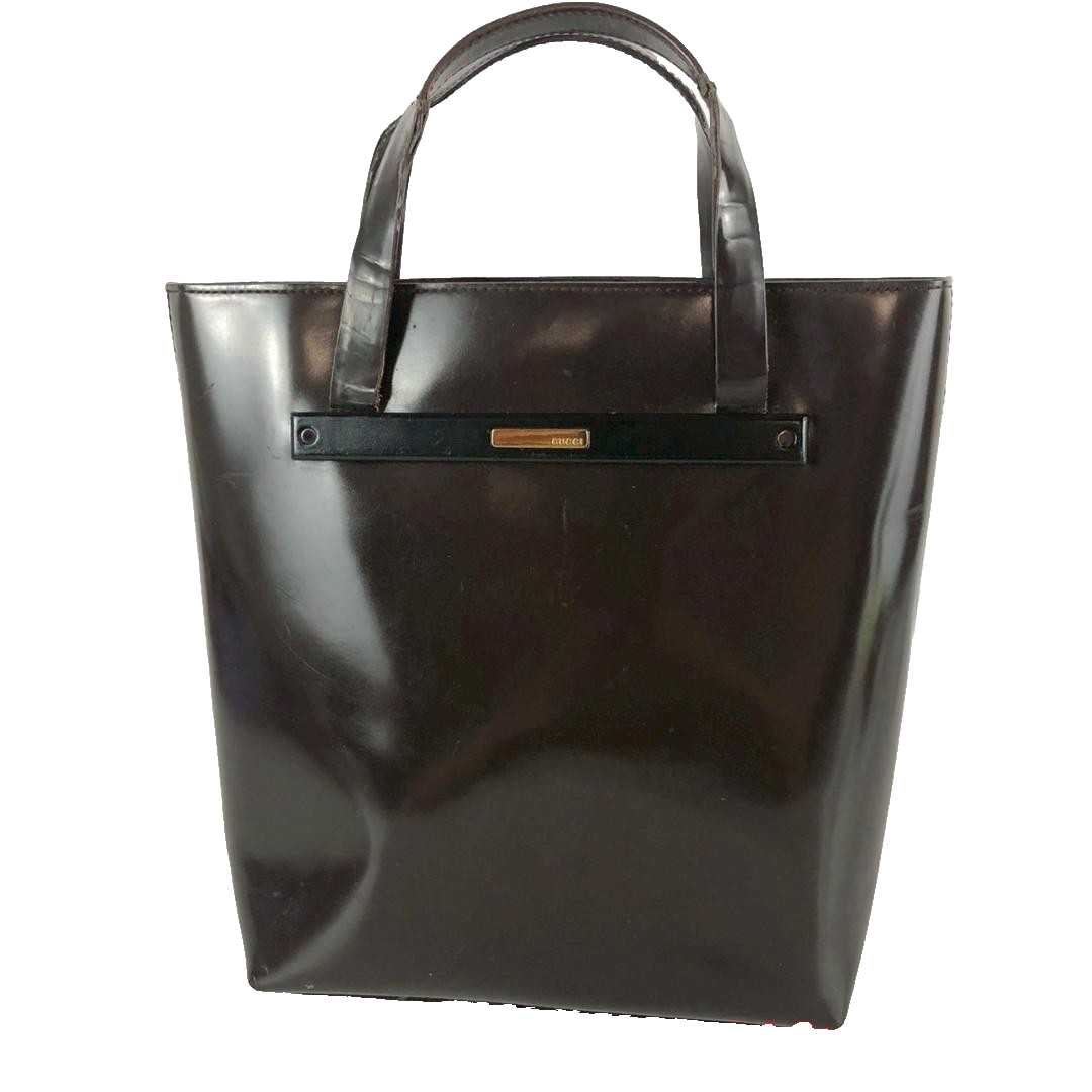 Gucci Leather Shoulder Bag Handbag Auth Dark Brown Women Italy