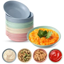4 oz Small Dipping Bowls 24 Pack Bulk Unbreakable Wheat Straw Soy Sauce Dish