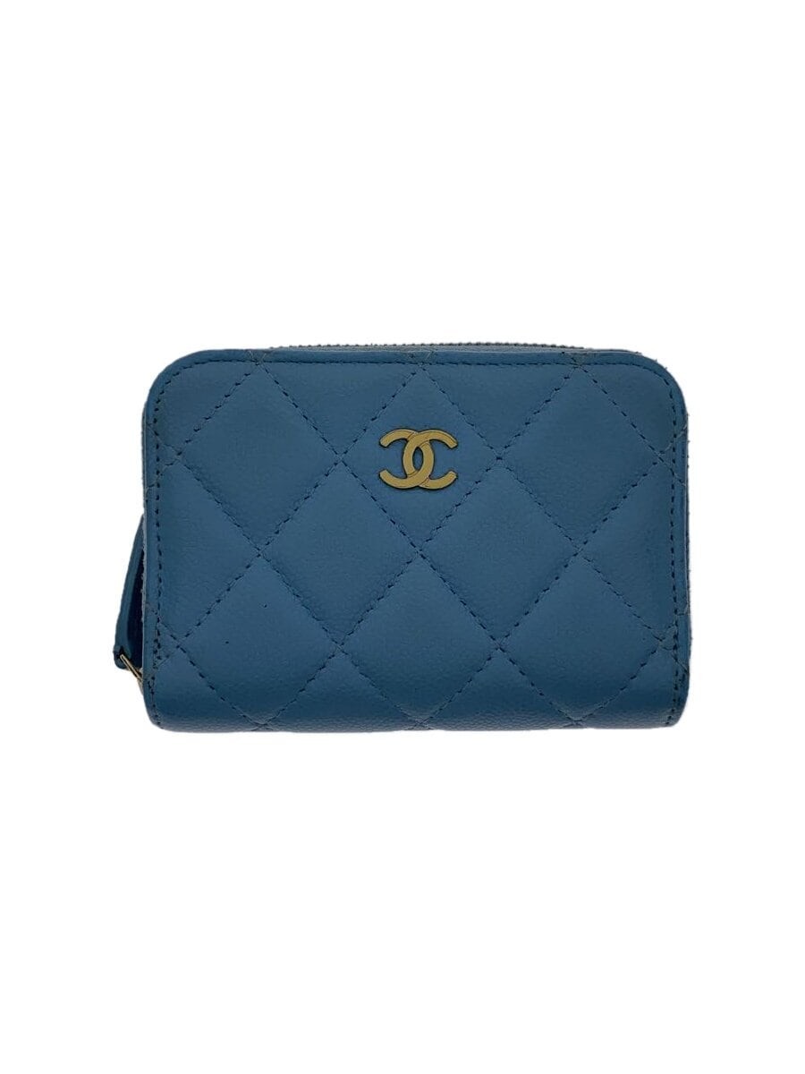 CHANEL Matelassé Lambskin Blue Card Holder Coin Purse AP0216 B05640 NC419