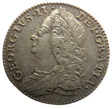 1758 King George II Silver Sixpence Coin In Higher Grade