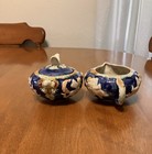 Vintage Majolica Creamer and Sugar Bowl Set — photo 2