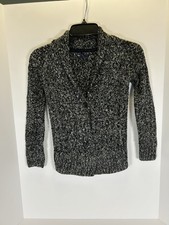 GapKids Boy's S 6-7 Knit Black/White Marled Shawl Collar 1-Button Cardigan