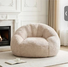Large Plush Bean Bag Chair with Filler Fluffy Lounger for Adults 400lb Support