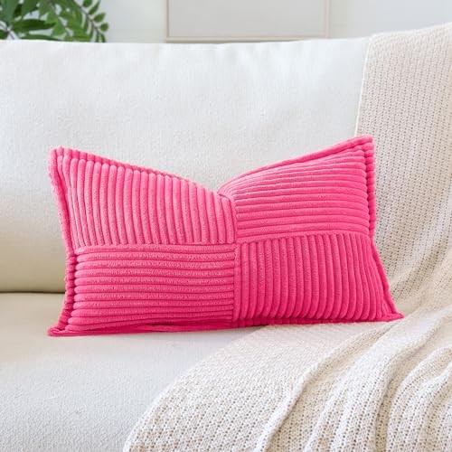 Gestreifte Cord Überwurf Kissenbezüge mit Spleißen Super Weich Boho Kissen - Bild 1 von 6