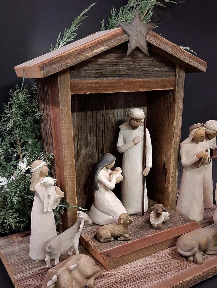 Handcrafted Barn Wood Creche For Willow Tree Nativity Set (figs not included) - Image 3 of 4