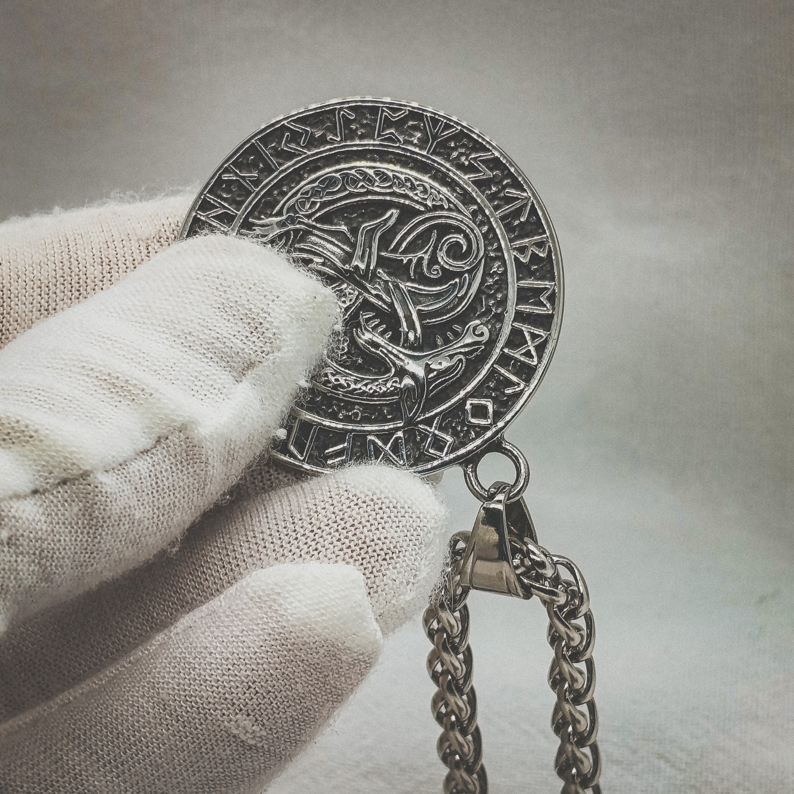 Collier de Járnviðr 60cm en acier inoxydable mailles épaisses polies