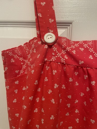 Vintage Komar Sun Dress Square Neck Tiered Midi Red White Floral Small - Picture 4 of 8