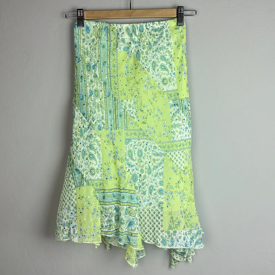 Falda De Colección Y2K Limited Too Niñas 8 Azul Verde Floral Asimétrica Hada Caprichosa Foto 4 de 4