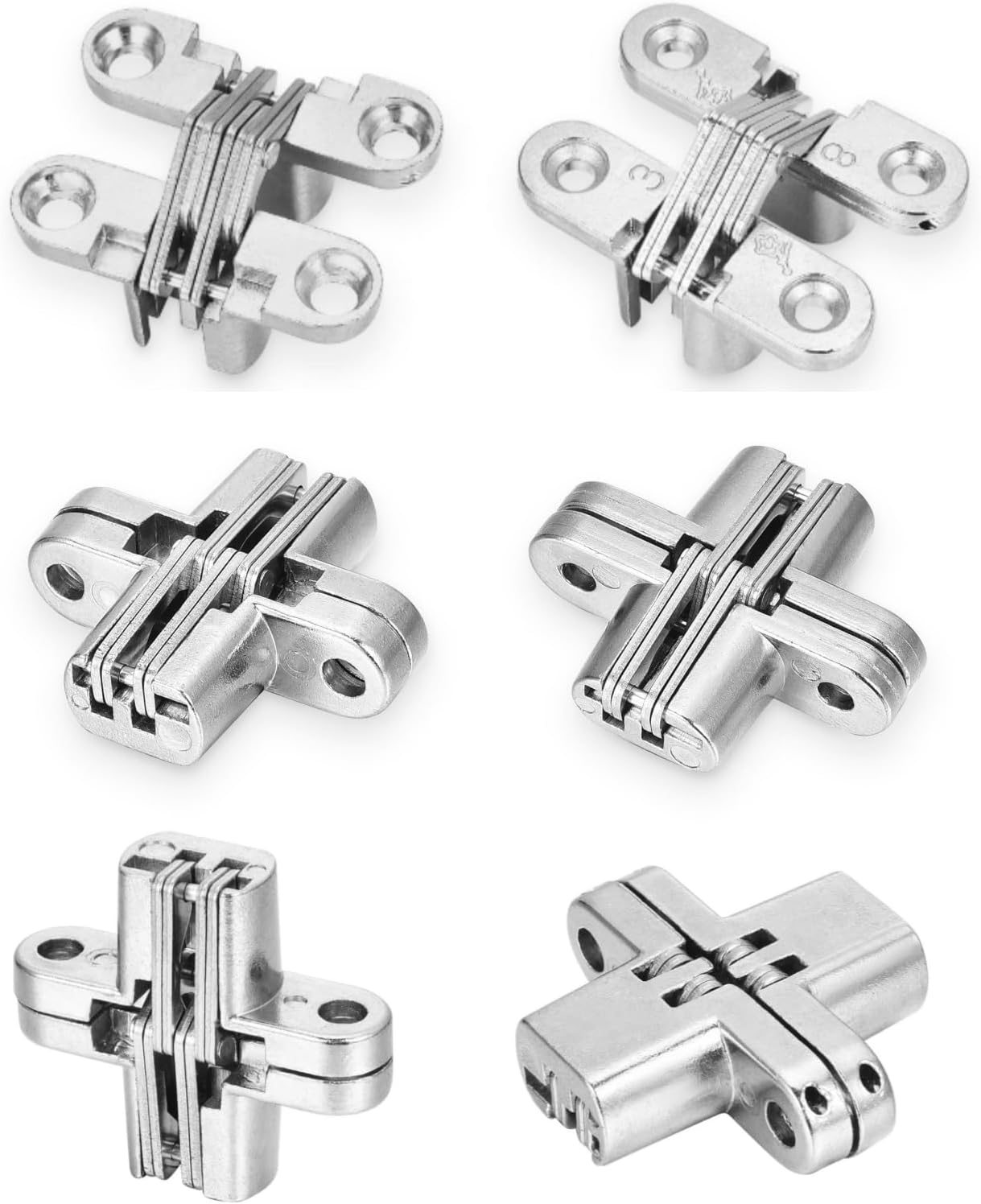 6 Packs Hidden Door Hinges Invisible 180 Degree Cross Hinge for Doors Ki
