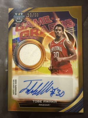 2025-26 Bowman s Best U- Tobe Awaka Game Graphs Gold Laser Patch Auto 30/50 GGTA