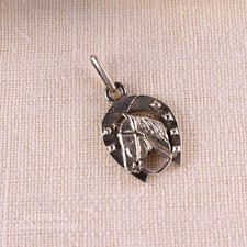 Alter Anhänger min. 800 Silber Pferd und Hufeisen 1,9g Vintage Alt