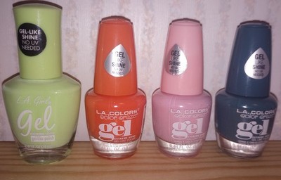 Lot of 4 L A Girl, L A Colors Gel Extreme Shine Nail polish Flex Lime Green ROSE