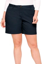 Talbots Womens Relaxed Chino Short Size 6 Navy Cotton Blend 7 in Inseam