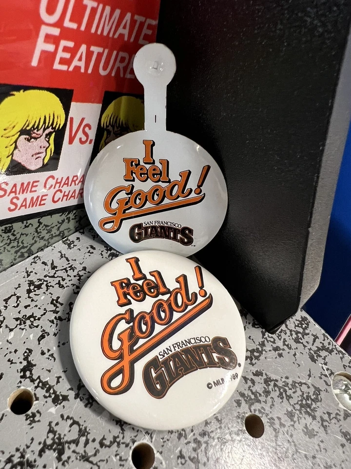 2 Vintage 1989 San Francisco Giants "I Feel Good" Pins Buttons - Image 3 of 3