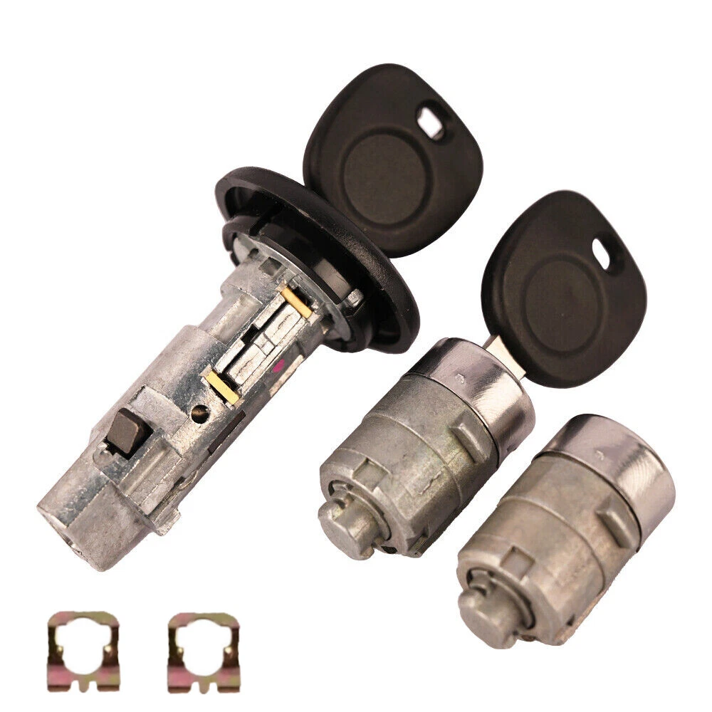 Chrome Ignition Key Switch Cylinder & Door Lock Pair Set W/ Keys For Chevrolet E - Foto 2