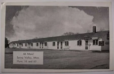 Spring Valley Minnesota Henderson's 66 Motel Chrome Postcard 1955