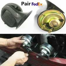 Pair Blk 110DB Loud Dual-tone Snail Electric Horn 12V Car Truck USA Stock