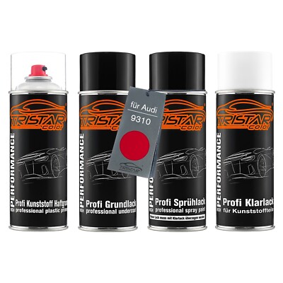 Autolack Spraydosen Set für Kunststoff Stoßstange für Audi 9310 Tornadorot