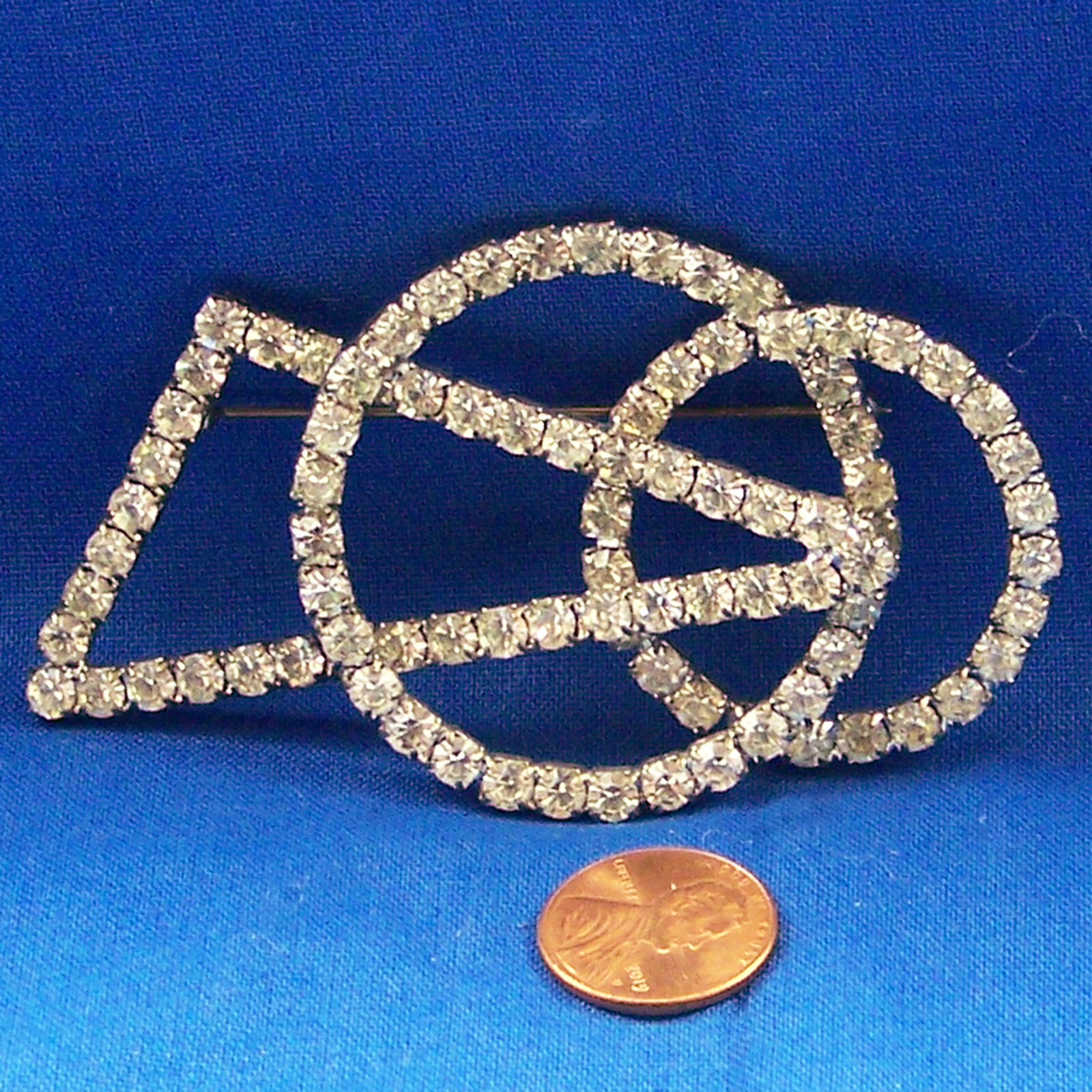 Pin Large Triangular & Circle Clear Rhinestone Si… - image 2