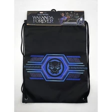 BLACK PANTHER TRIBAL ART DRAWSTRING BLACK CINCH SACKS