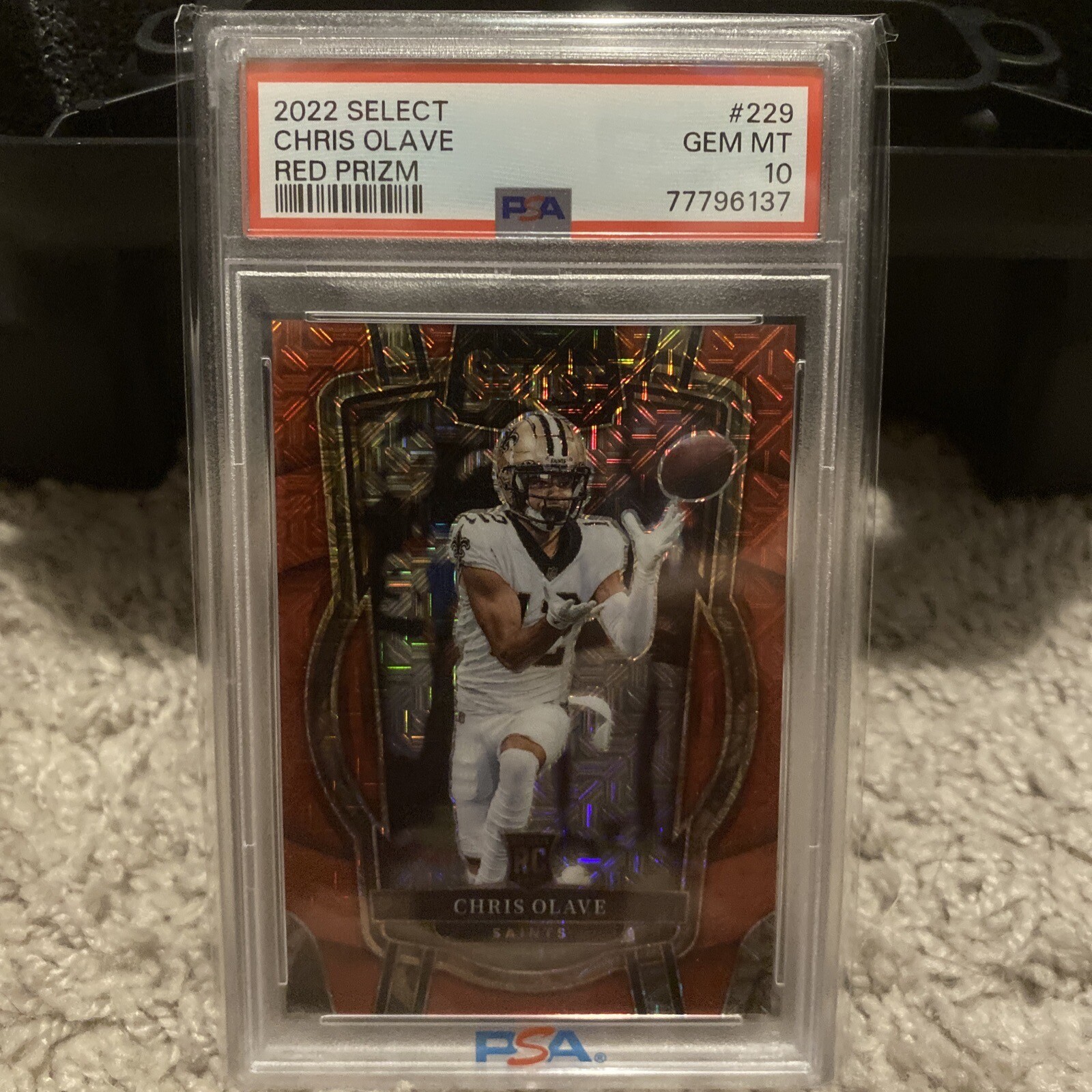 2022 Chris Olave Select Red Prizm Mojo Club Level /49 PSA 10 SSP Low Pop