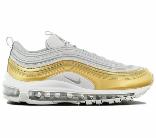 Womens Nike W Air Max 97 Trainers LX SE Gold Silver White AQ4137 001  - Afbeelding 1 van 17