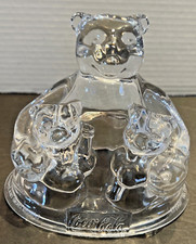 Vintage Coca Cola Glass Mama And Baby Bears Clear Glass Figure Paperweight 1997