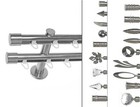 Innenlauf Gardinenstange 2 läufig Wandmontage Edelstahl look Ø20mm Träger H40
