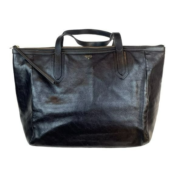 Fossil Shopper Tote Fossil Sydney Black Leather Shopper Tote