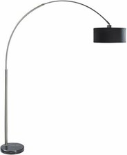 Adjustable Tall Steel Arch Arching Marble Base Black Shade Floor Lamp 81"H