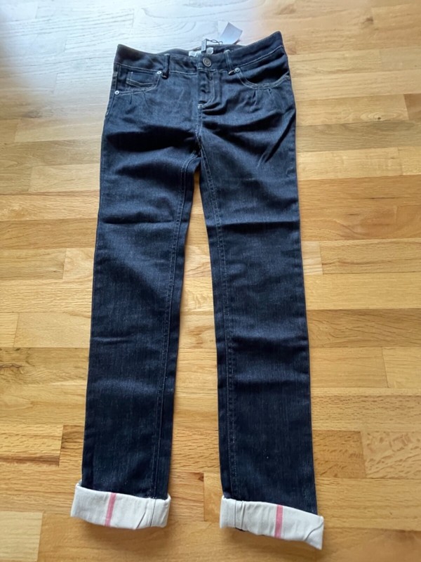 NWT BURBERRY CHILDREN GIRL JEANS W/NOVA CHECK PLAID CUFFS 10Y