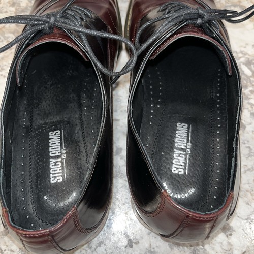 Stacy Adams Talmadge Men's Cognac Black Lace up Cap Toe Dress Shoes size 12M - Picture 6 of 11