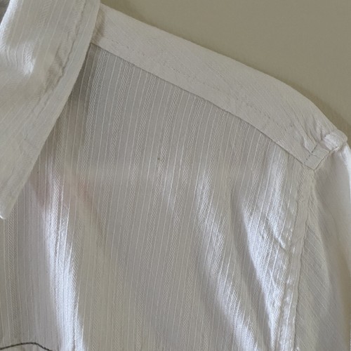 Vintage NWT Point Zero Size Medium M Ivory Button Short Sleeve Shirt Skull Logo - Picture 3 of 15