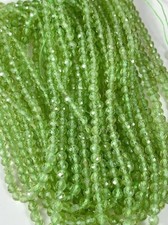 Dainty 2-3MM Peridot Micro Faceted Round Gemstone Beads Five Strand 12'' Jewelry