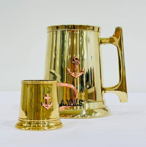 Elegant in Rum/Brass/Copper/Inner BRASS-Plated Shot Glasses and Anchor Design - Picture 12 of 13