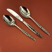 Hanford Forge Stainless Japan RUTGERS 2 Oval Place Soup Spoons 1 Dinner Knife