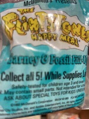 McDonald's Flintstones Barney & Fossil Fill-up Happy Meal 1993 New Collectible