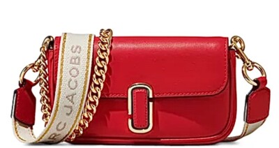 NWT THE MARC JACOBS $295 TRUE RED/GOLD J MARC MINI CROSSBODY BAG