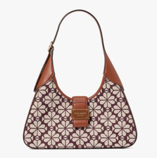 Image of Kate Spade Spade Flower Jacquard Nouveau Small Shoulder Bag ~NWT~ Burgundy