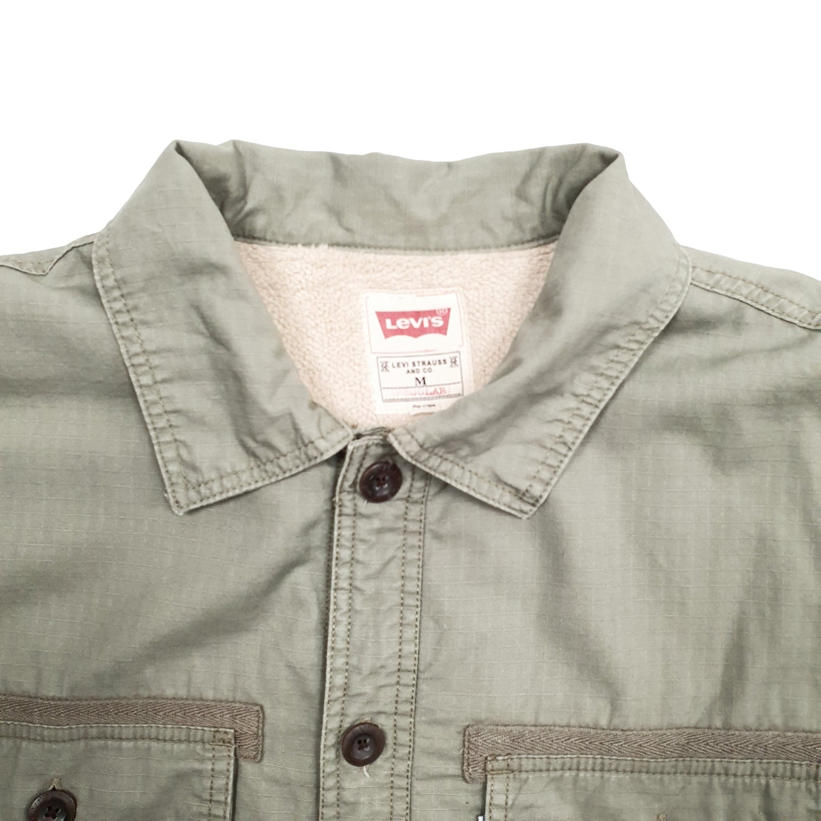 LEVIS Khaki Shirt Shacket Overshirt Lined Long Sleeve Casual Cotton Blend Mens M image 2