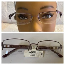 VENDELA EYEWEAR V-1016-1 PURPLE 51/17/135 EYEGLASSES HALF RIMLESS FRAME KX53
