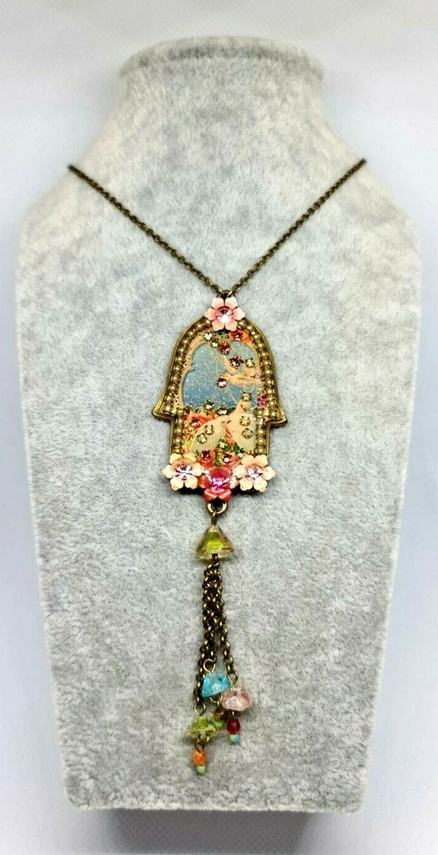 Precioso collar de metal Hamsa de Michal Negrin esmalte trabajo #7766# Foto 4 de 4