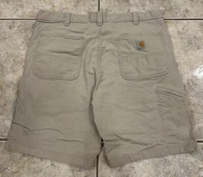 Men's 38 CARHARTT Tan Canvas Work Shorts Relaxed Fit 10" Inseam 102514-232