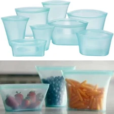 8 Pcs Silicone Bags Reusable Storage Multipurpose Ziplock Food Fruits Organizer