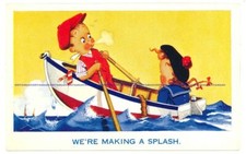 Seaside humour postcard, “We're making a splash”. Not posted,