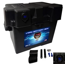 VMAX Group 24 Universal 12V Battery Box w/ USB/2 USB-C Strap Voltmeter Marine