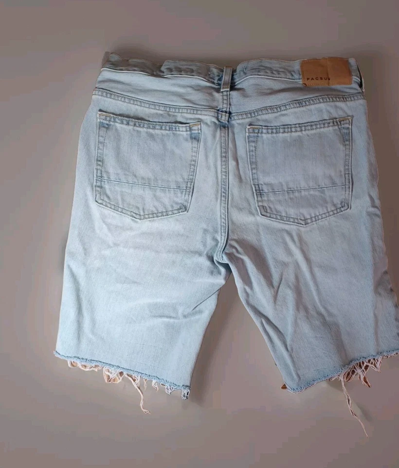 PacSun Jean Shorts Men’s Sz 31 Skinny Ripped Distressed Denim Shorts Blue - Image 2 of 2